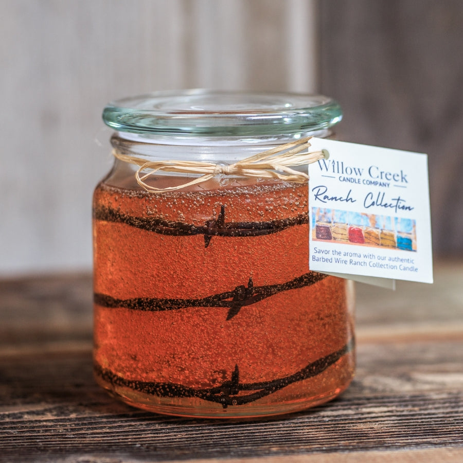 Latigo Leather Barbed Wire Candle 16oz
